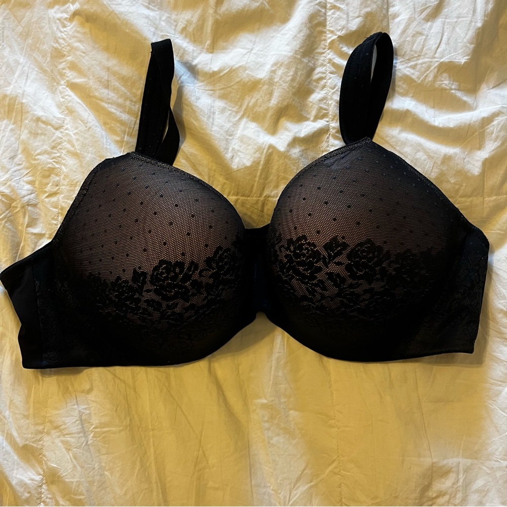 Soma Black Lace Stunning Support Bra Padded, Underwire with Adjustable Straps